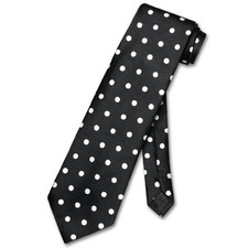Vesuvio Napoli NeckTie BLACK w/WHITE Polka Dots Design Men's Neck Tie