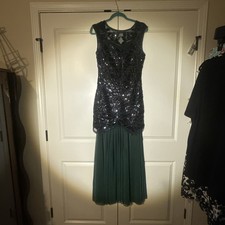 Beaded 1920s Style Gown Size 8 with Sheer Chiffon Skirt  