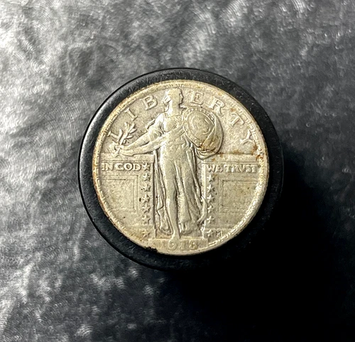 1918 Philadelphia Mint Silver Standing Liberty Quarter XF+-AU