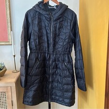 Athleta Hooded Parka Quilted Goose Down Puffer Coat Winter Jacket Black Size L