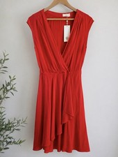 Tory Burch 100% Silk Faux Wrap Dress NWT Red V Neck Cocktail Party Size 4