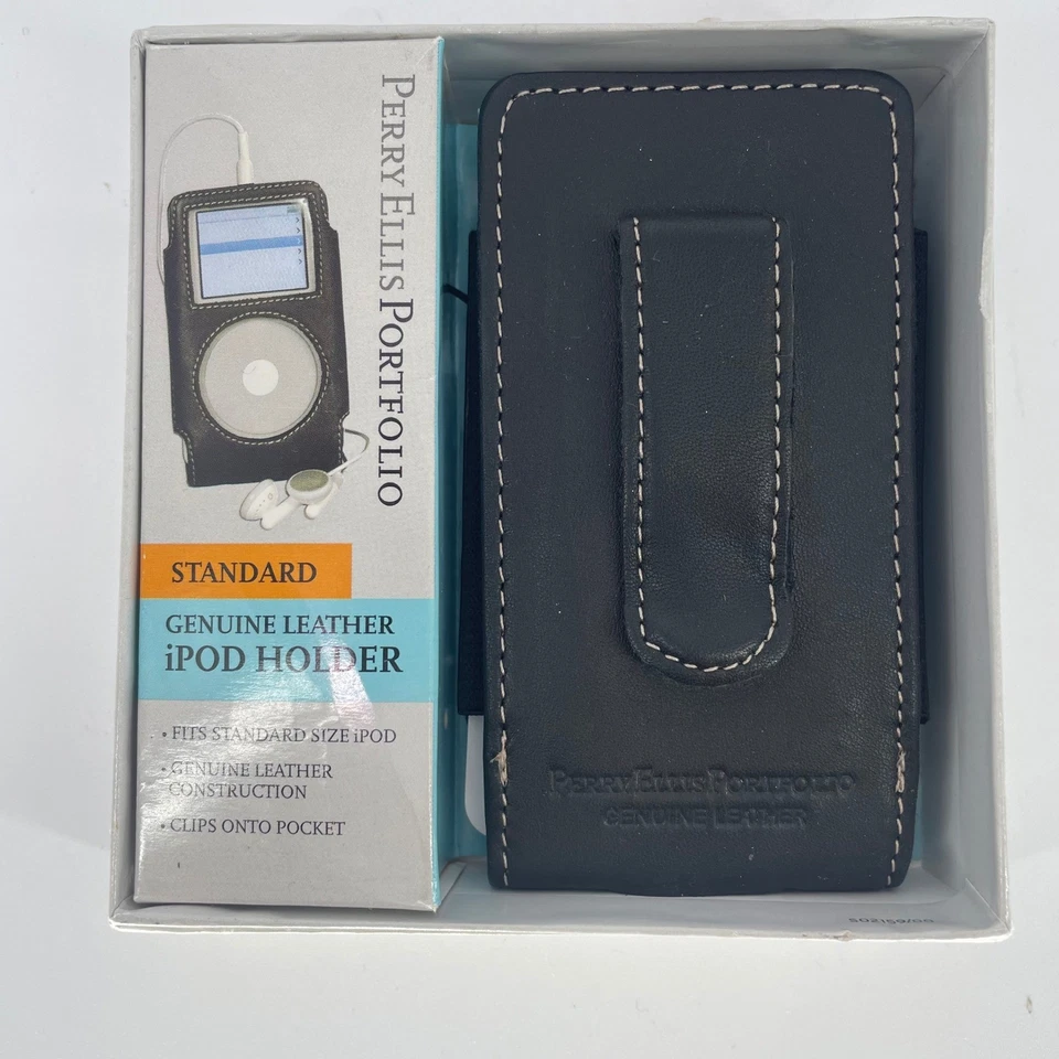 Perry Ellis Portfolio Genuine Leather iPod Holder Standard NIB Black Case - Image 2 of 4