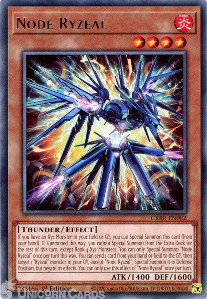 CRBR-EN002 Node Ryzeal : Rare 1st Edition YuGiOh Card