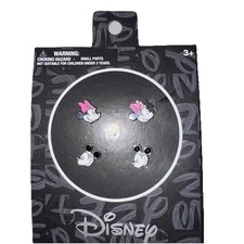 Disney 2 Pair Mickey Minnie Mouse Silver Tone Earrings Black Pink Women s Girls