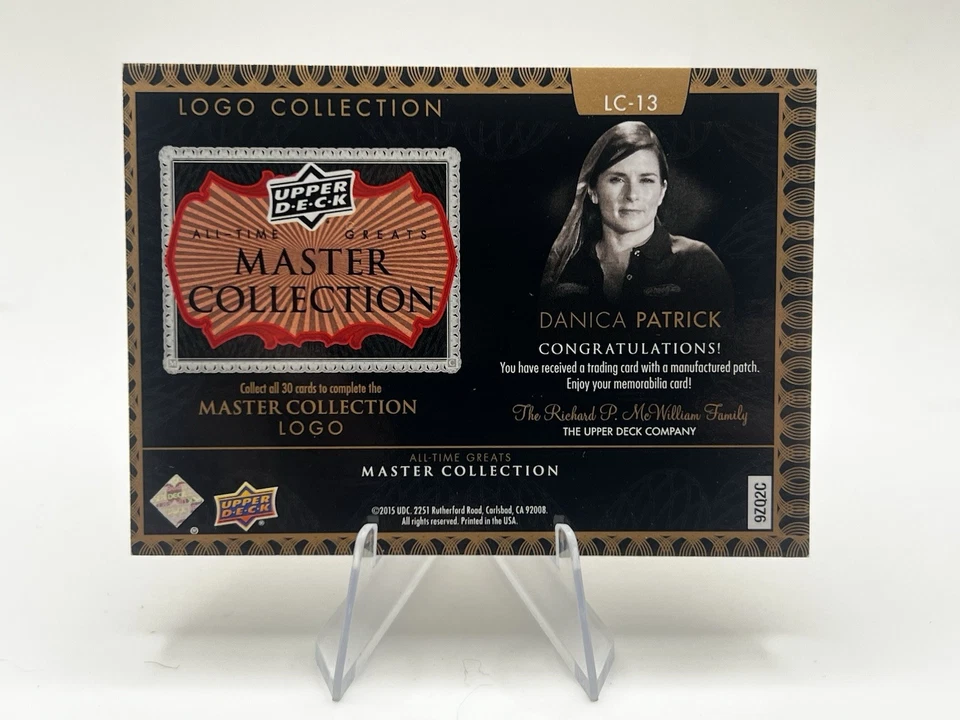 2016 UD All Time Greats Master Collection DANICA PATRICK Logo Patch /125 - Image 4 of 4