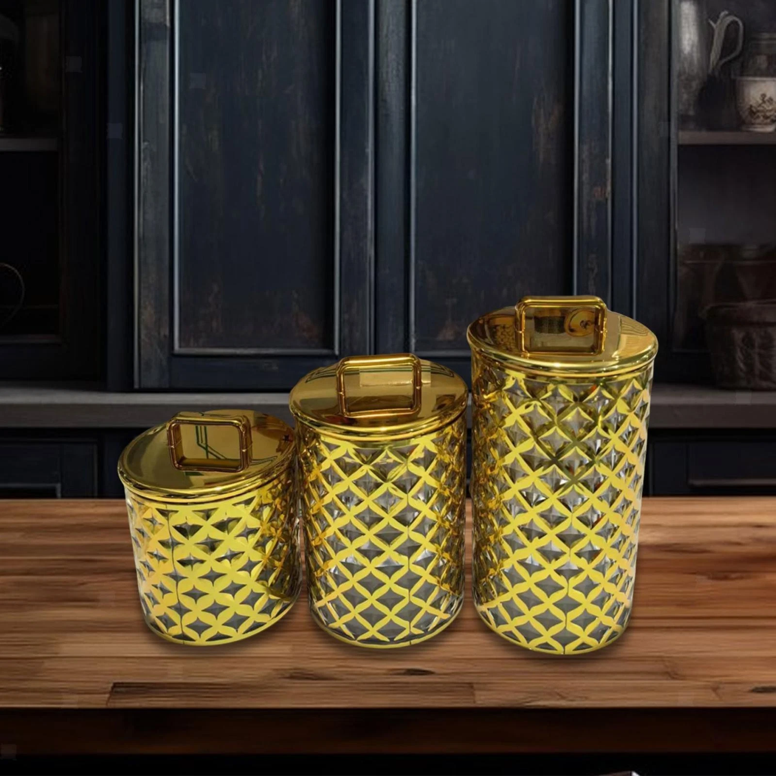 3Pcs Candy Jar Food Storage Container Decorative Multifunctional Canister for