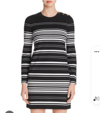 Tory Burch Mariana Black and White Striped Dress size XS