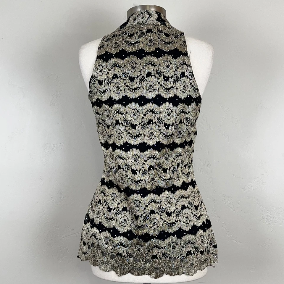 Топ женщин M Babydoll Y2K фея кокетка сетки кружева бант блестящий без рукавов эластичной - Изображение 2 из 4