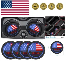 Stylish 4 Pack Car Cup Holder Coasters with American Flag Pattern – Easy Clean
