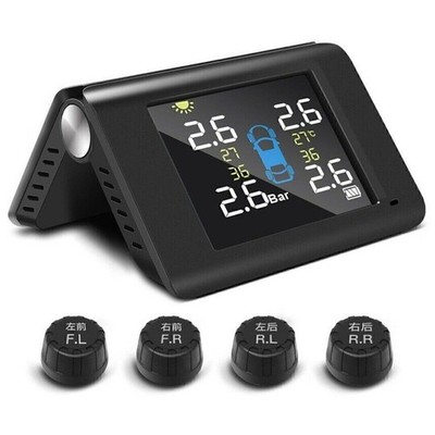 Drahtloses Solar TPMS LCD Auto Reifendruckkontrollsystem 4 Externe Sensoren !!
