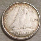 SELLING AS SHOWN - 1960 CANADIAN DIME 10 CENTS *** 80% SILVER *** 621