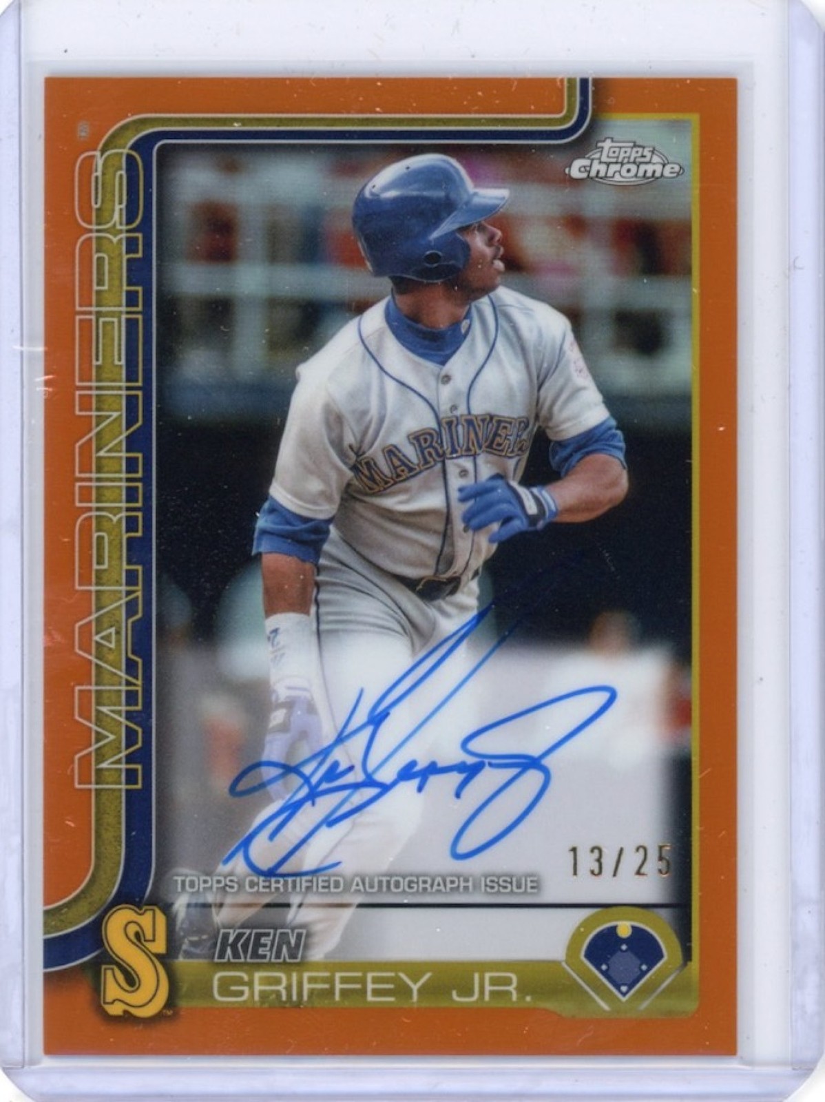 KEN GRIFFEY JR. 2025 TOPPS CHROME UPDATE LEGENDS AUTO ORANGE REFRACTOR 13/25