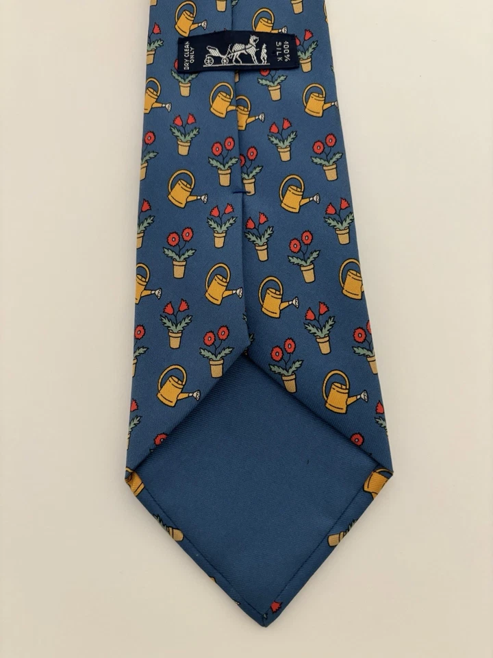 Corbata Hermès - Estampado de jardinería vintage azul marino - 100 % seda - 7484 FA Foto 3 de 4