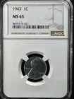 1943 1C  Lincoln Wheat One Cent NGC MS65   8699719-021