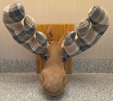 The Moose Factory Mounted Moose Head Plush Wall Hanging 12×16×14"