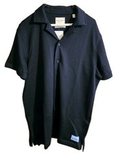 Scotch  Soda Amsterdam Men's Navy Textured Short Sleeve Button-up Shirt Medium