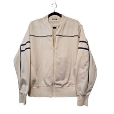 Vtg 70s Sears Active Tennis Track Jacket Mens LG White Preppy Varsity Zip Up USA