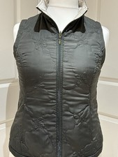 DASH Reversible Quilted Gilet Green Khaki/Cream Sz 14. Pockets Both Inside & Out