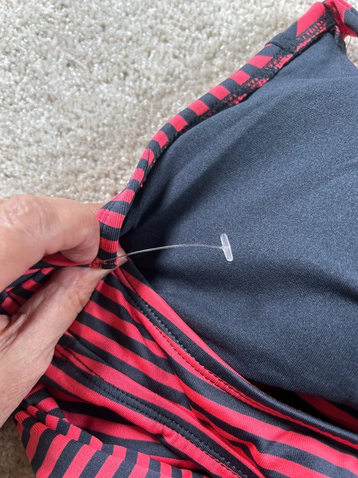 Mossimo Swimwear Women's Red Black Striped Tankini Top Small - Image 2 of 4