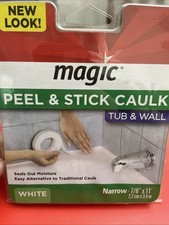 Magic Peel  Stick Caulk Tub  Wall WHITE 7/8" x 11' Bathtub Shower Water Seal