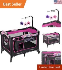 Elegant Nursery Center Playard in Floral Garden - Portable with Bassinet  Toys