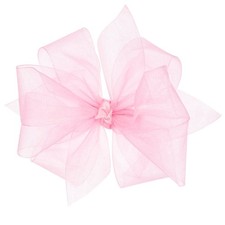 Girls' Organza Double Hair Bow on a WeeStay Clip with Satin Knot Center Mediu...