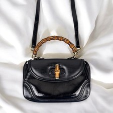 Vintage Gucci Convertible Bamboo Top Handle Leather Handbag Crossbody Italy RARE