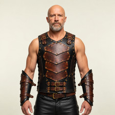 Men  s Black  Brown Medieval Leather Armor Vest   Viking Warrior Renaissance Cos