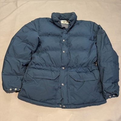 True VTG 70s USA North Face Brown Label Down Parka Jacket Men Blue USA-L-XXXX