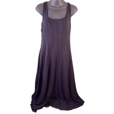 LOFT Sleeveless Square Neck Fit and Flare Midi Dress Black Size 6 Goth Dark