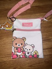 Rilakkuma bear strawberry trio passport crossbody bag satchel San-X Bioworld