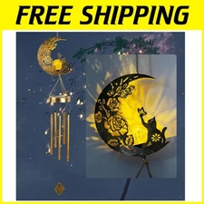 Patio Hanging Solar Wind Chimes - Cat Lover Gift