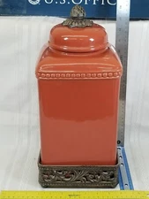 Gracious Goods Canister Collection Acanthus Leaf Large Red Excellent