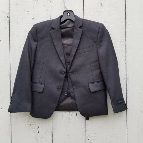 Tazio 2 pc Jacket Blazer and Vest CHARCOAL GRAY Boys Size 7 NEW