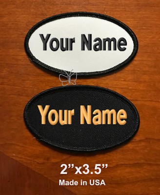 Custom Embroidered Patch Name Tag Motorcycle Biker Badge Oval 2''x3.5'' WH or BK
