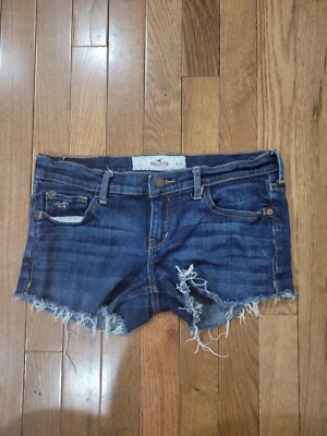 SIZE 3 W26 HOLLISTER Stretch Dark Cut Off Jean Shorts INVPV1105