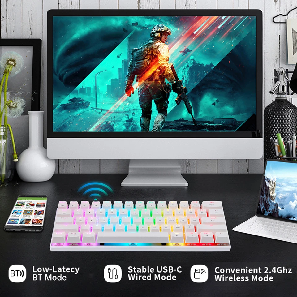 Gaming Mechanical Keyboard 61 Keys Backlight Blue Switch D1V1 - Image 3 of 4