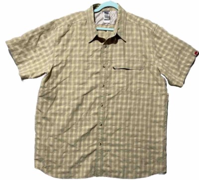 The North Face Button Up Shirt Men's 2XL Beige Plaid Nature Hiking Gorpcore