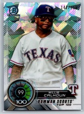 2018 Bowman Chrome Willie Calhoun Rookie Atomic Refractor #/150 Scouts Top 100
