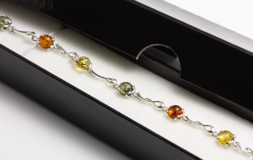 NATURAL BALTIC AMBER Gemstone Jewellery STERLING SILVER 925 BRACELET Certified - Picture 3 of 8