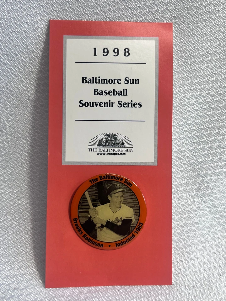 Prendedores de la serie de recuerdo de béisbol Baltimore Sun 1998 Brooks/Frank Robinson & Weaver Foto 2 de 4