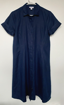 Pure Jill 100% Linen Dress Short Sleeve Button Up Navy Pockets Women's Size XS | eBay Pure Jill 100% Linen Dress Short Sleeve Button Up Navy Pockets Women's Size XS | eBay