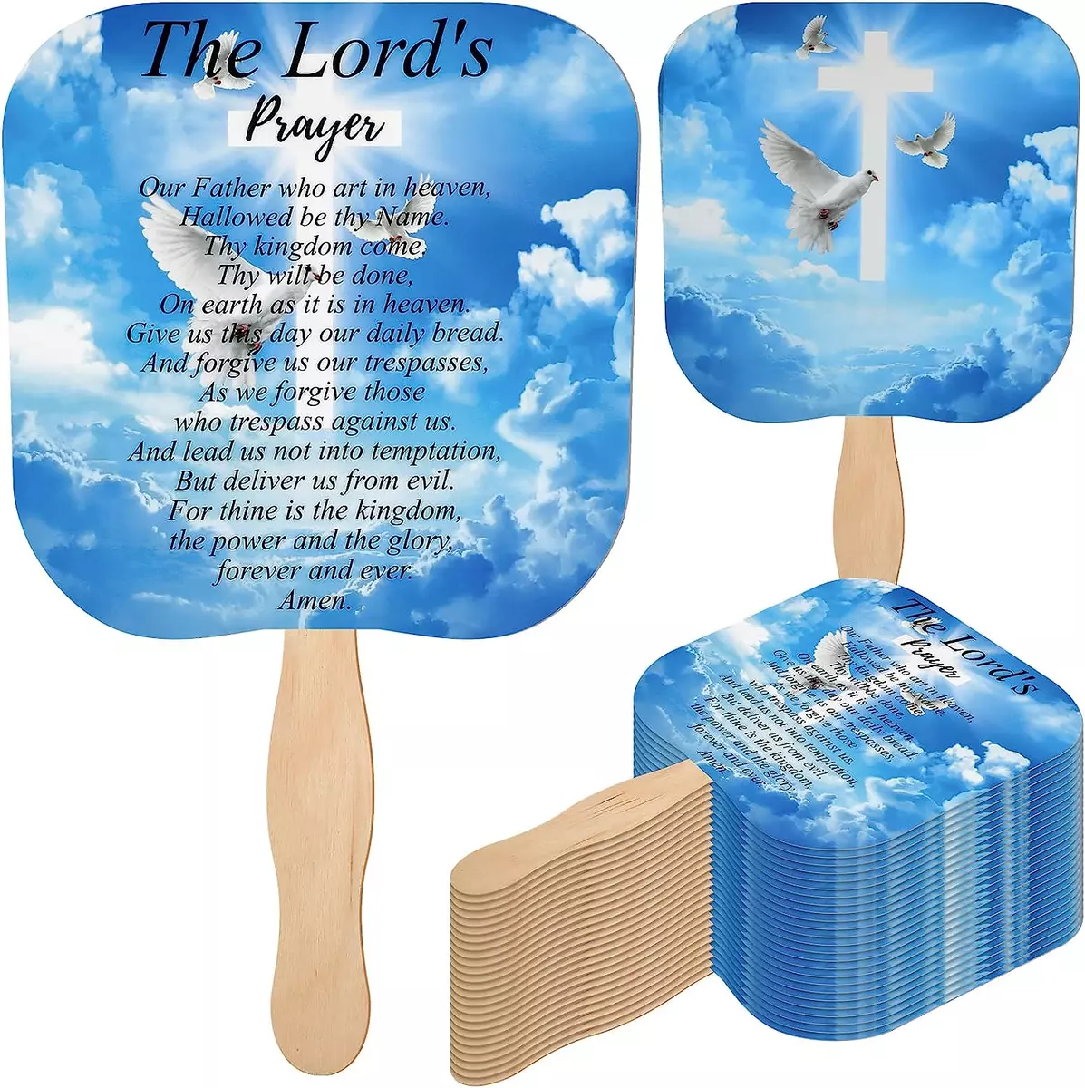 50 Pcs Christian Church Fans Bulk the Lord S Prayer Church Fans