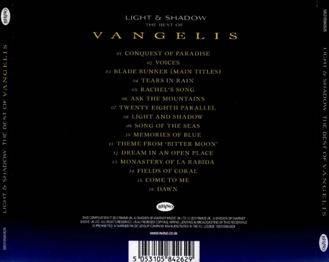 VANGELIS - LIGHT & SHADOW: THE BEST OF VANGELIS NEW CD