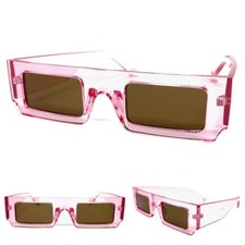 Classic Futuristic Modern Retro Party Club Raver DJ SUNGLASSES Thick Pink Frame