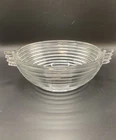 Vtg Anchor Hocking MANHATTAN Clear Side Dish Bowl Serving Ribbed Handled 9" A