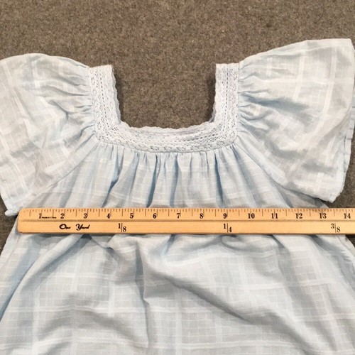 Cat & Jack Girl Sz 8 Blouse Blue Crochet Square Neck Bohemian Hippie 100% Cotton - Picture 6 of 8