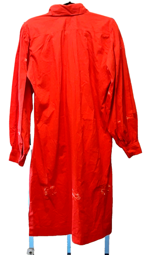 Scarlett Begonia Embroidered Dress Women's Size M Pleats Buttons Collar Orange - Picture 9 of 14