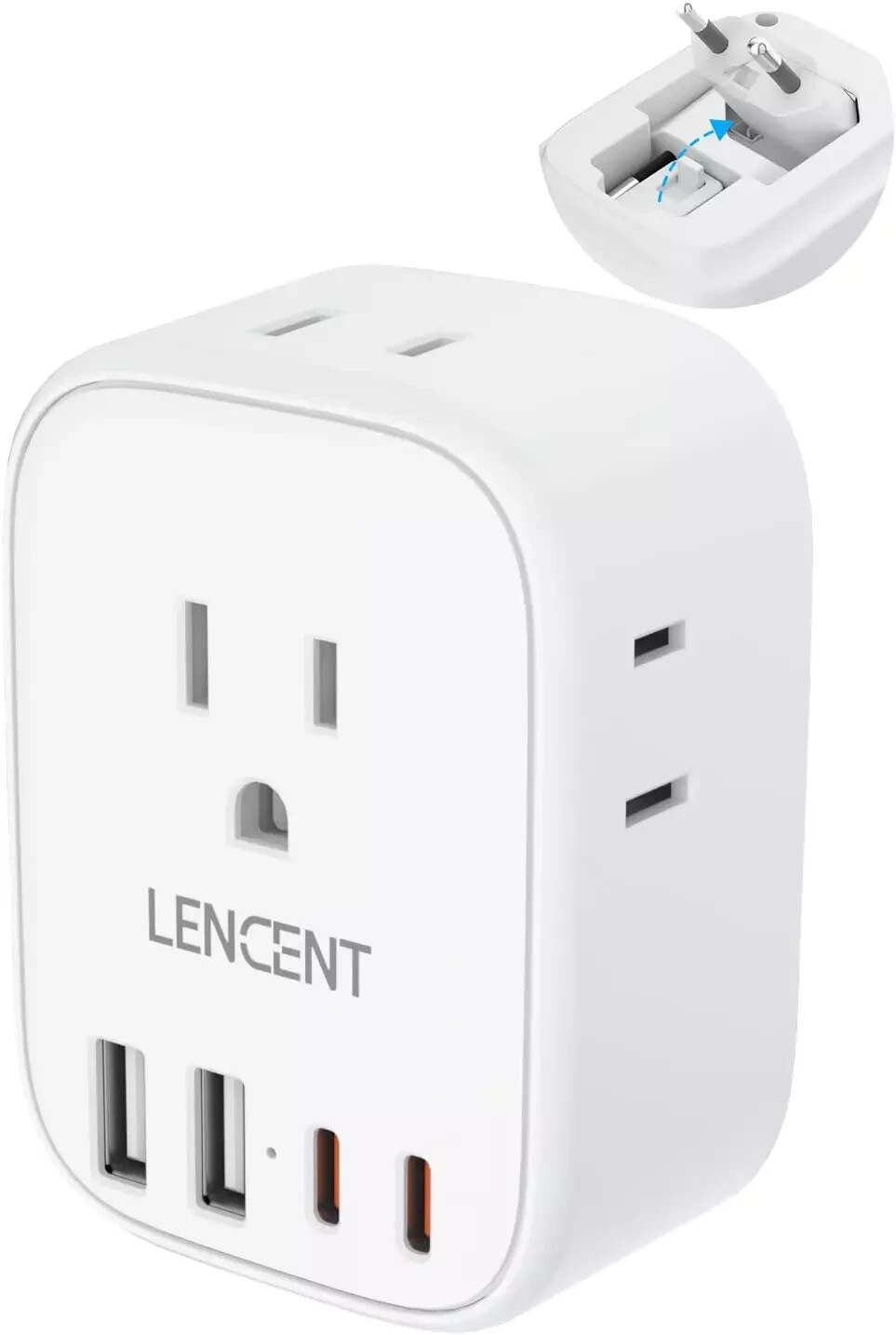 European Travel Plug Adapter, LENCENT International Type-C Foldable Power Plug w