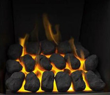 Gas Fire Replacement Coals 20 Large Cast High Thermal Living Flame Oval Ceramic